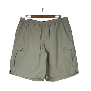 L.L. Bean men's elastic waist pull on cargo khaki outdoor hiking‎ shorts L